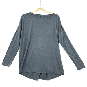 MPG Grey‎ Crew Cut Out Back Loose Fit High Low Hem Long Sleeve Shirt Medium